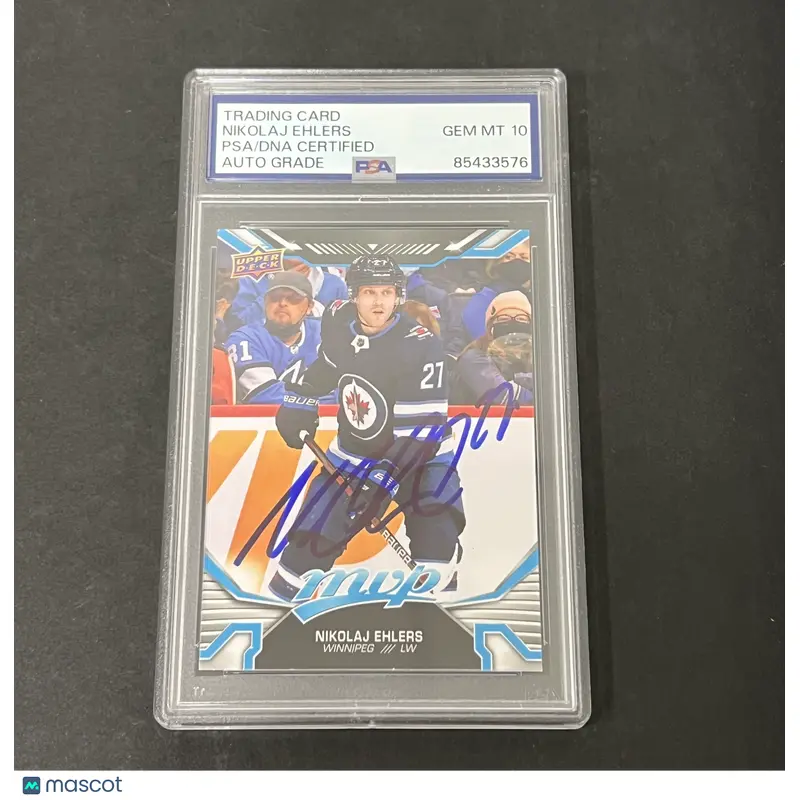 2022-23 MVP Hockey #189 Nikolaj Ehlers signed card PSA Auto 10 Jets