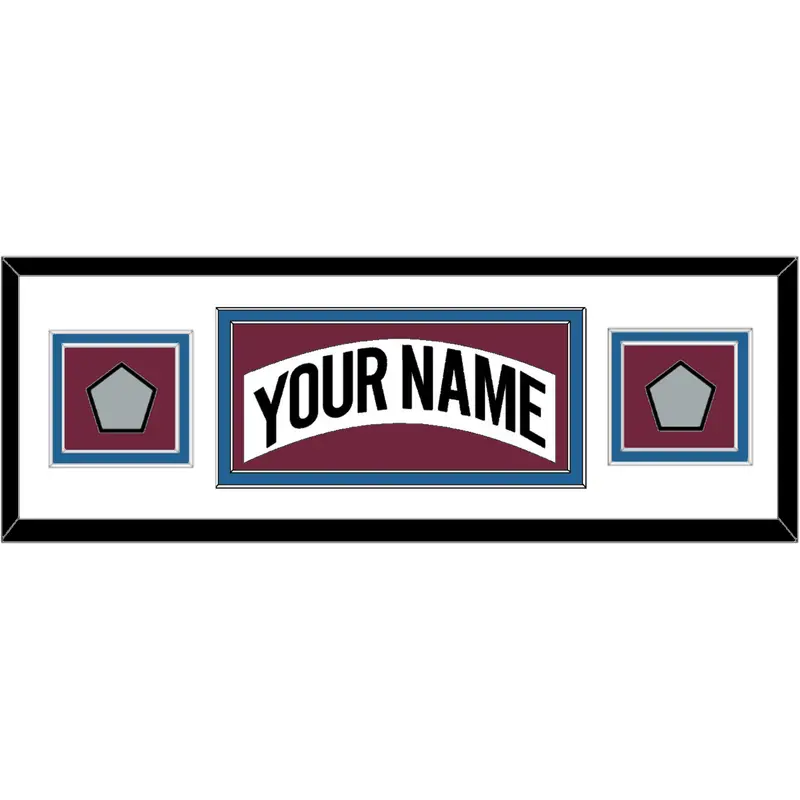 Colorado Nameplate & 2 Stanley Cup Finals Patches - Home White (1999-2001) - Double Mat 5