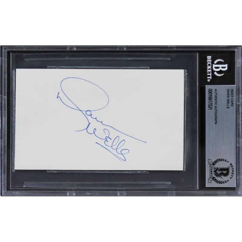Dawn Wells Gilligan's Island Authentic Signed 3x5 Index Card BAS Slabbed 3