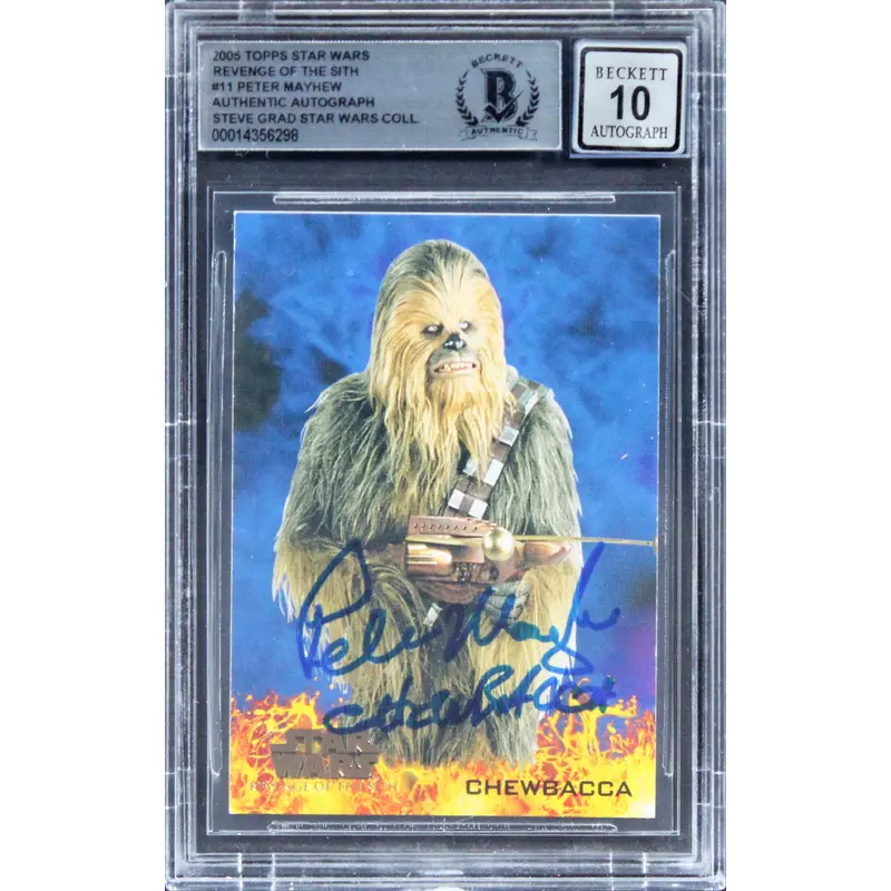Peter Mayhew Signed 2005 Topps Star Wars ROTS #11 Card Auto 10! BAS Slabbed
