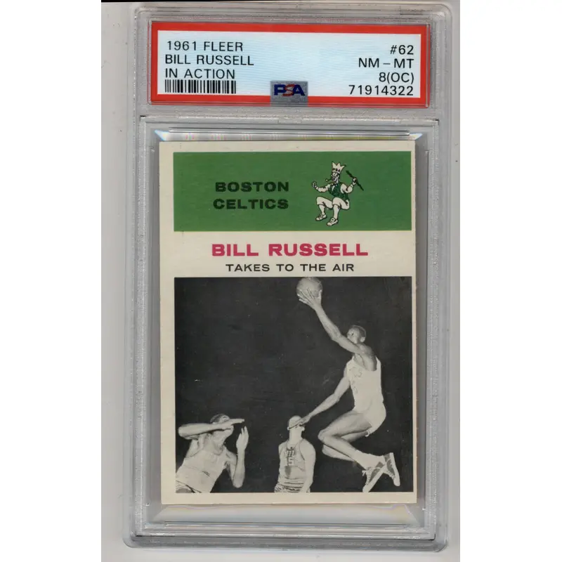Bill Russell 1961-62 Fleer In Action #62 PSA 8 Near Mint-Mint (OC)
