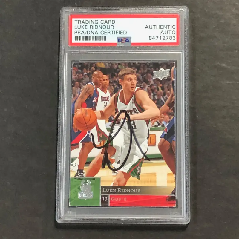 2009-10 Upper Deck #100 Luke Ridnour Signed Card AUTO PSA Slabbed Bucks