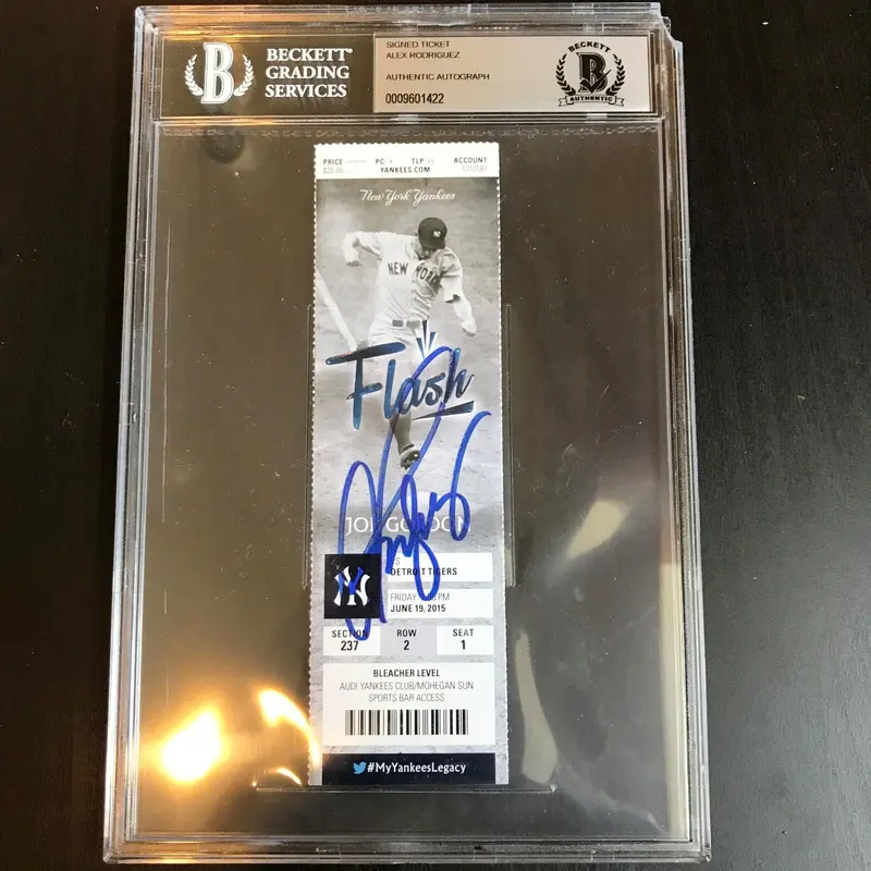 Alex Rodriguez Signed 3,000th Hit Game 2015 Full Ticket Beckett BGS COA