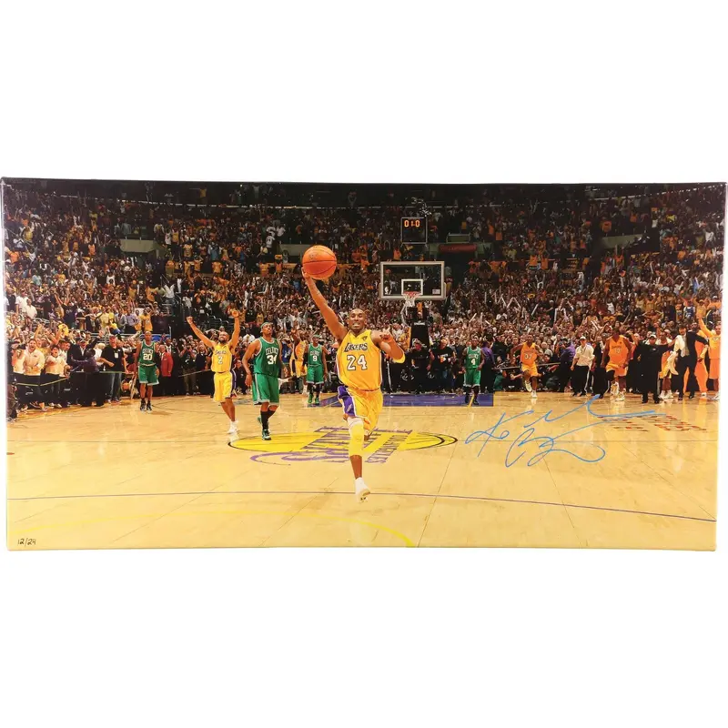 Beautiful Kobe Bryant Signed 2010 NBA Finals Game 7 20x38 Canvas Photo PSA DNA
