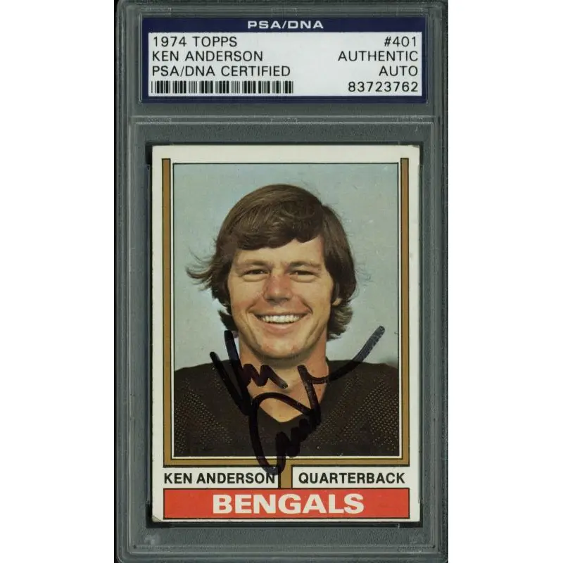 Bengals Ken Anderson Authentic Signed Card 1974 Topps #401 PSA/DNA Slabbed