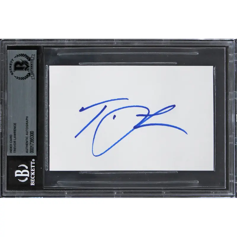 Jaguars Trevor Lawrence Authentic Signed 3x5 Index Card Autographed BAS Slabbed