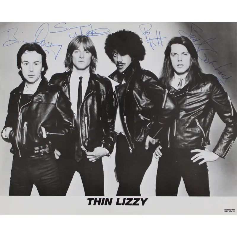 Thin Lizzy (4) Lynott, Gorham, White & Downey Signed 8x10 Photo BAS #AE13644