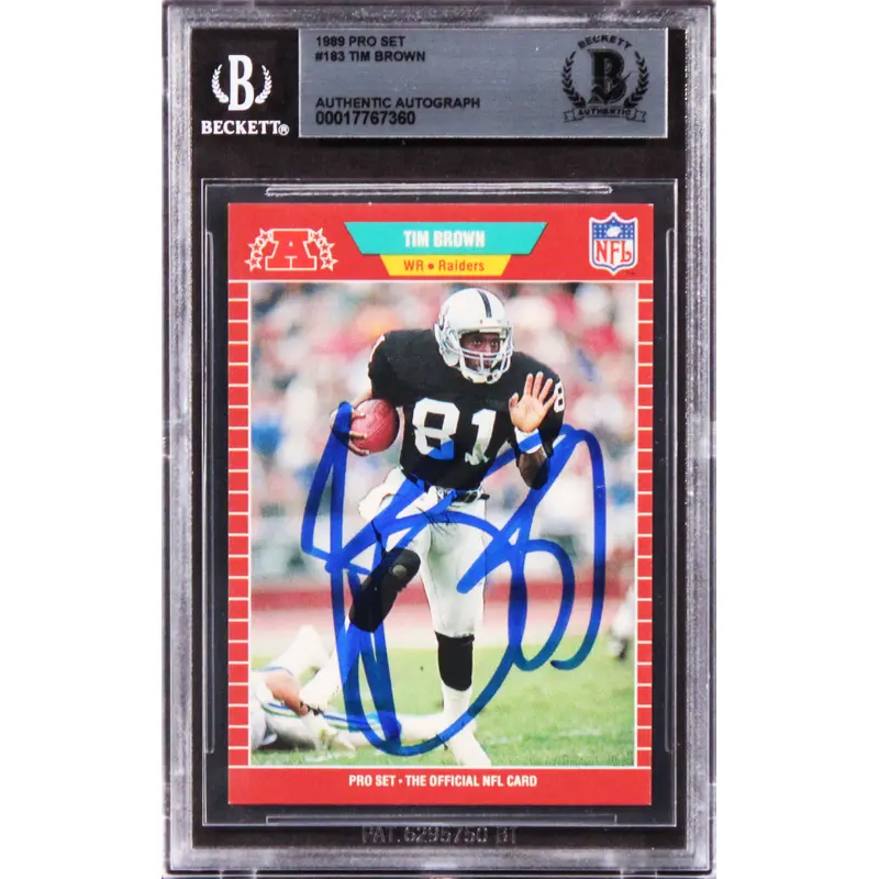 Raiders Tim Brown Authentic Signed 1989 Pro Set #183 Card BAS Slabbed