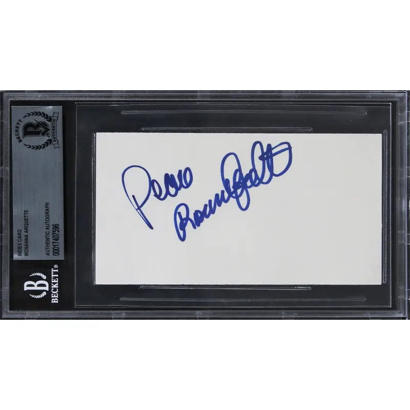 Rosanna Arquette Crash "Peace" Authentic Signed 3x5 Index Card BAS Slabbed 2