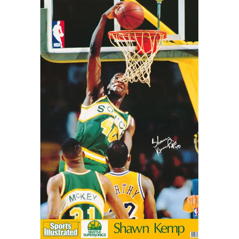 Shawn Kemp "Rookie Slam" (1990) Seattle Supersonics Poster - Marketcom/SI