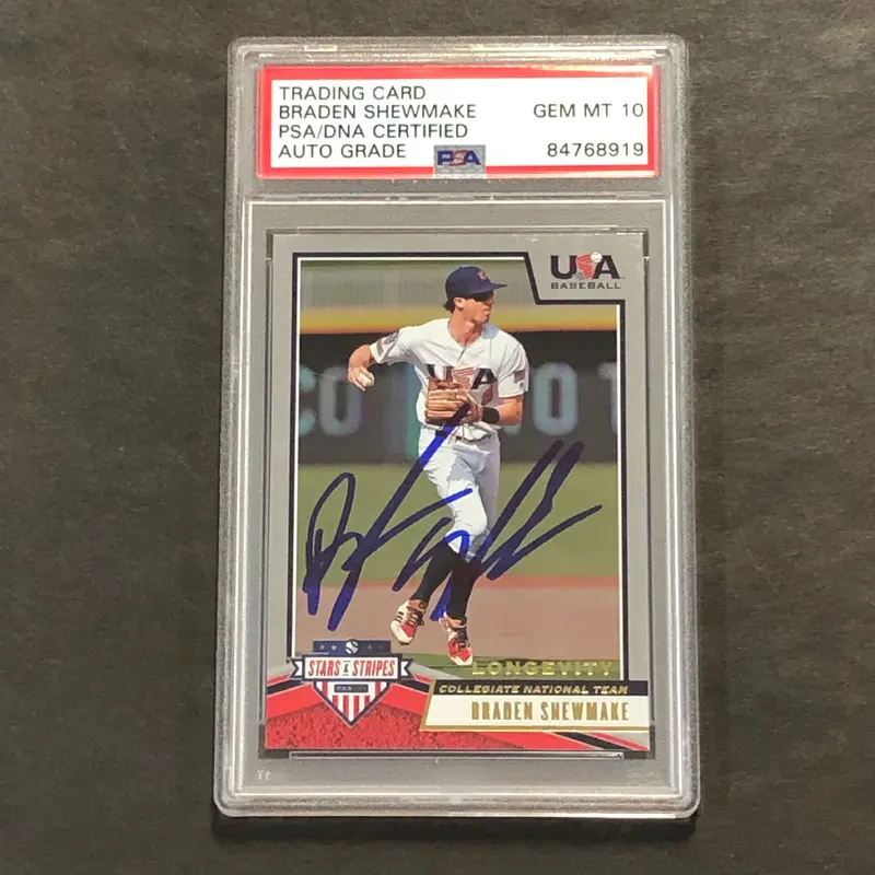 2019 Panini Stars & Stripes #10 Braden Shewmake Signed Card Auto Grade 10 PSA Slabbed