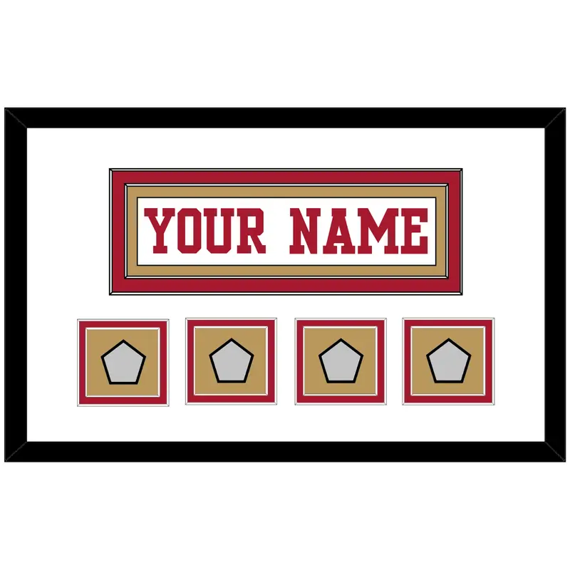 San Francisco Nameplate & 4 Super Bowl Patches - Road White - Double Mat 2