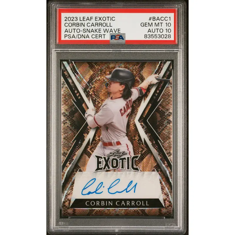 Corbin Carroll 2023 Leaf Exotic Snake Wave Auto #2/9 PSA 10 Auto 10