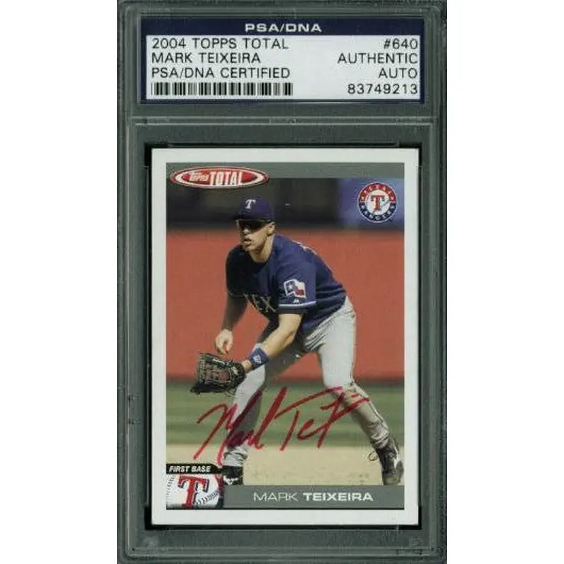 Rangers Mark Teixeira Authentic Signed Card 2004 Topps Total #640 PSA Slabbed