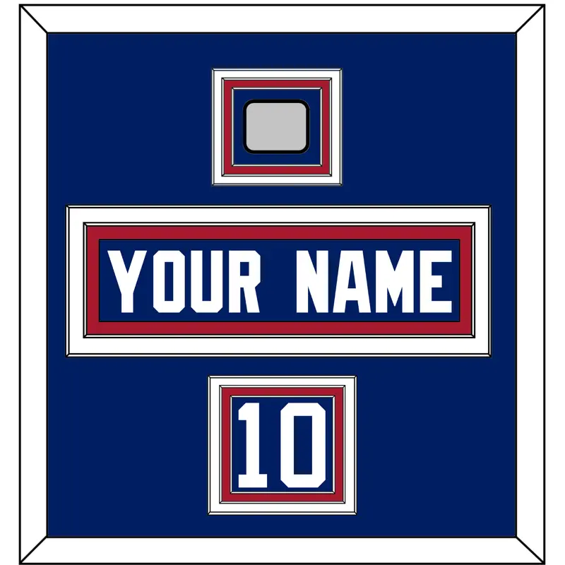 New York Nameplate, Number (Shoulder) & Super Bowl Jersey Patch - Home Blue - Triple Mat 2