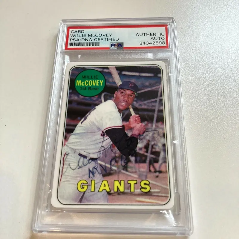1969 Topps Willie Mccovey MVP Signed Porcelain Baseball Card PSA DNA