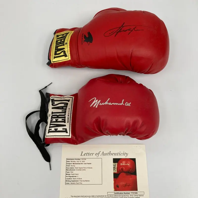 Muhammad Ali & Joe Frazier Signed Autographed Everlast Boxing Gloves JSA COA