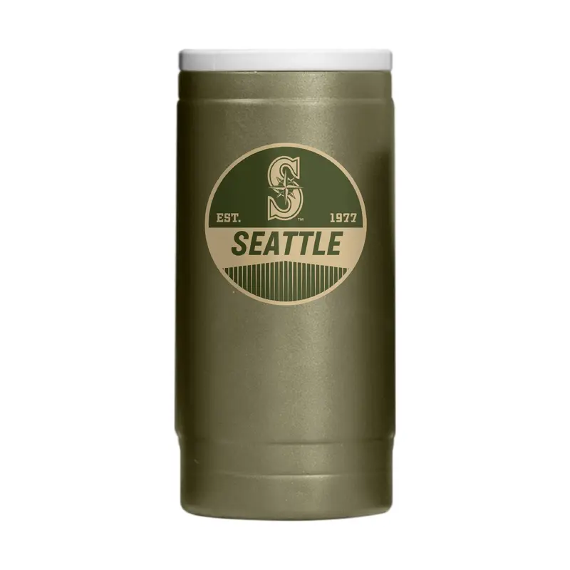 Seattle Mariners Badge Powder Coat Slim Can Coolie