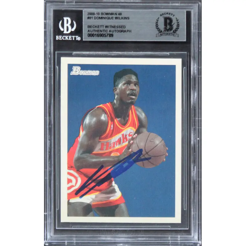Hawks Dominique Wilkins Authentic Signed 2009 Bowman #81 Card BAS Slabbed