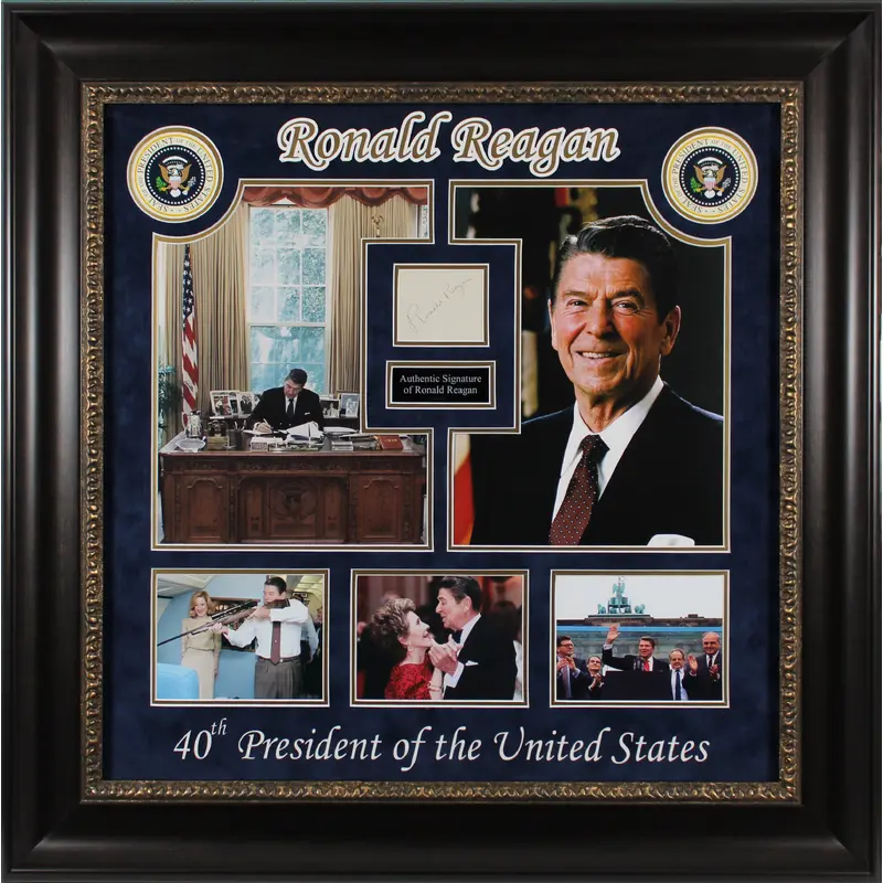 Ronald Reagan Authentic Signed Framed Display Autographed BAS #AB14692