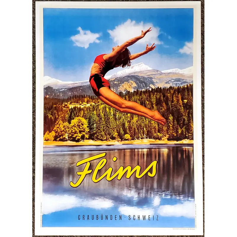 Flims, Switzerland Vintage Travel Resort Poster Reproduction (Jules Geiger c.1935)