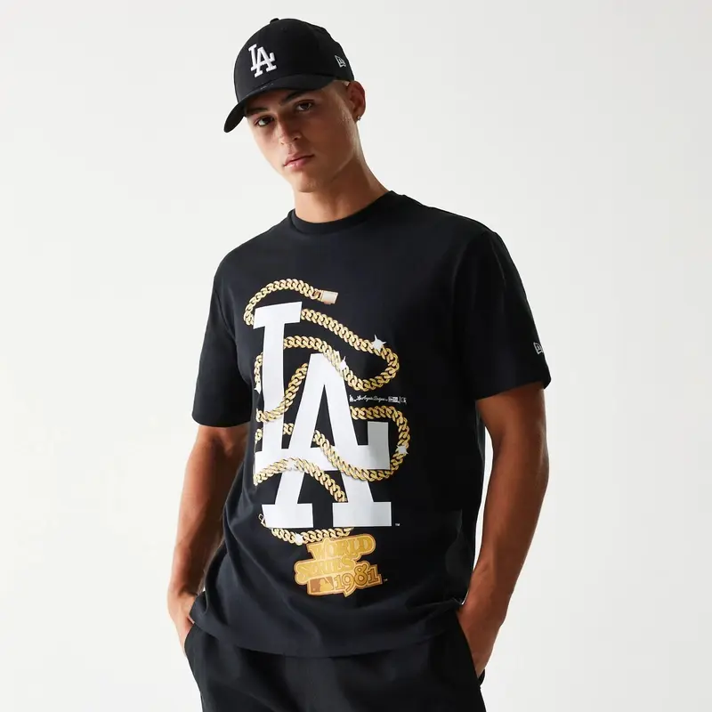 LA Dodgers MLB Chain Black Oversized T-Shirt