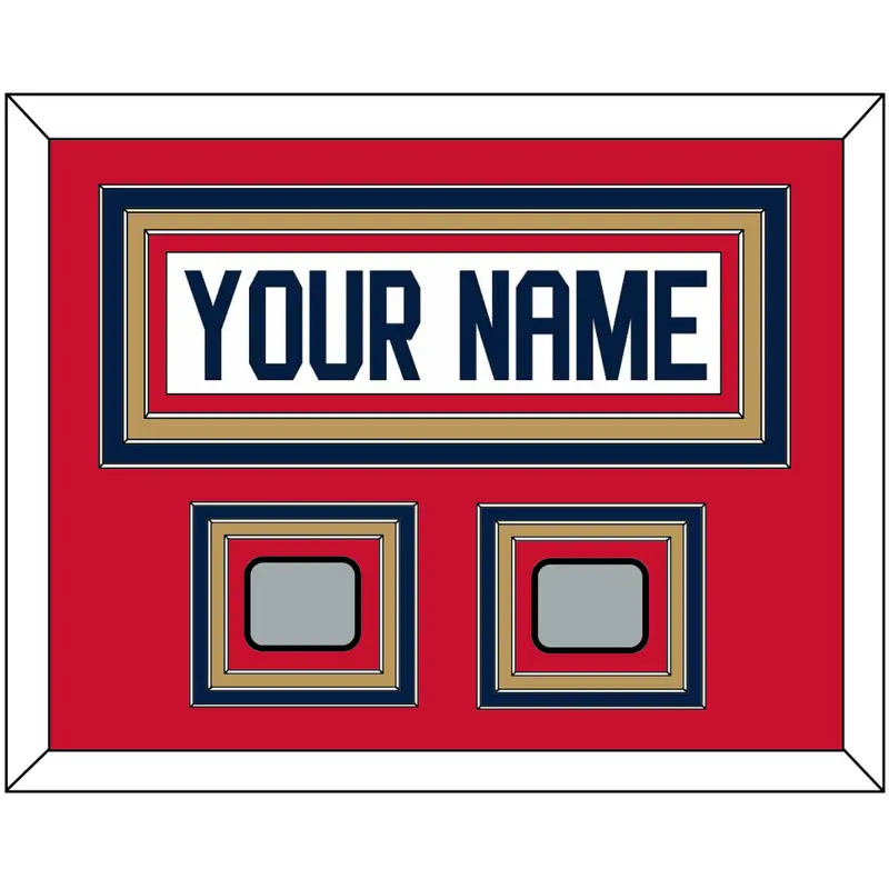 Florida Nameplate & 2 Stanley Cup Finals Patches - Road White - Triple Mat 3