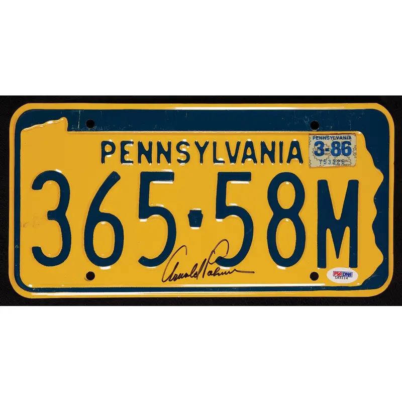 Arnold Palmer Signed Pennsylvania License Plate PGA Golf PSA DNA COA
