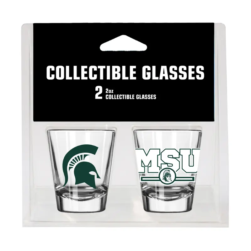 Michigan State Campus Colors 2oz Letterman Shot Glass 2 Pack