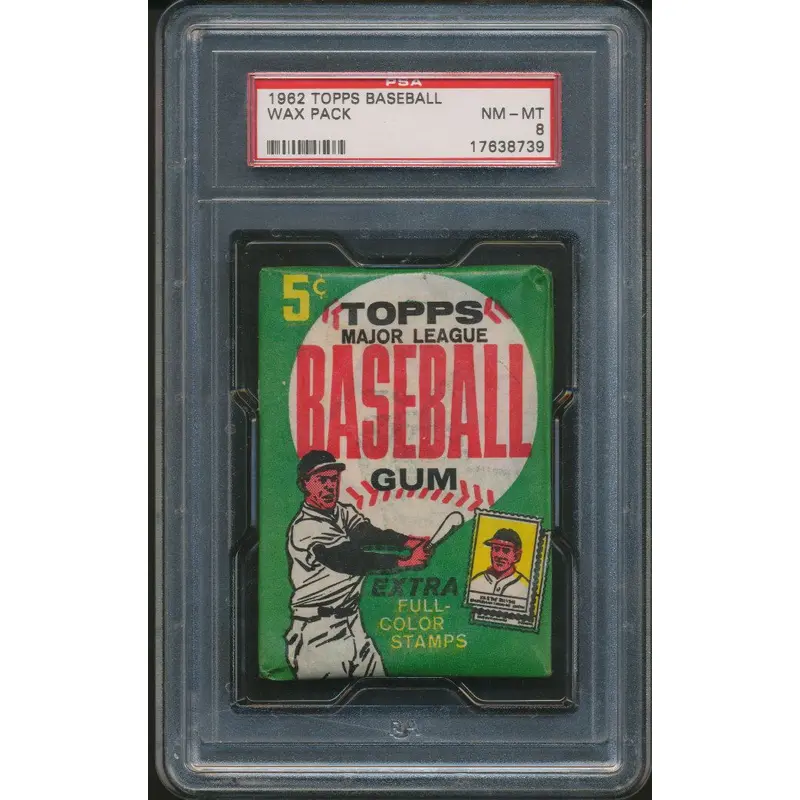 1962 Topps Baseball Unopened Wax Pack PSA 8