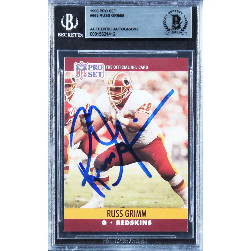 Commanders Russ Grimm Authentic Signed 1990 Pro Set #663 Card BAS Slabbed