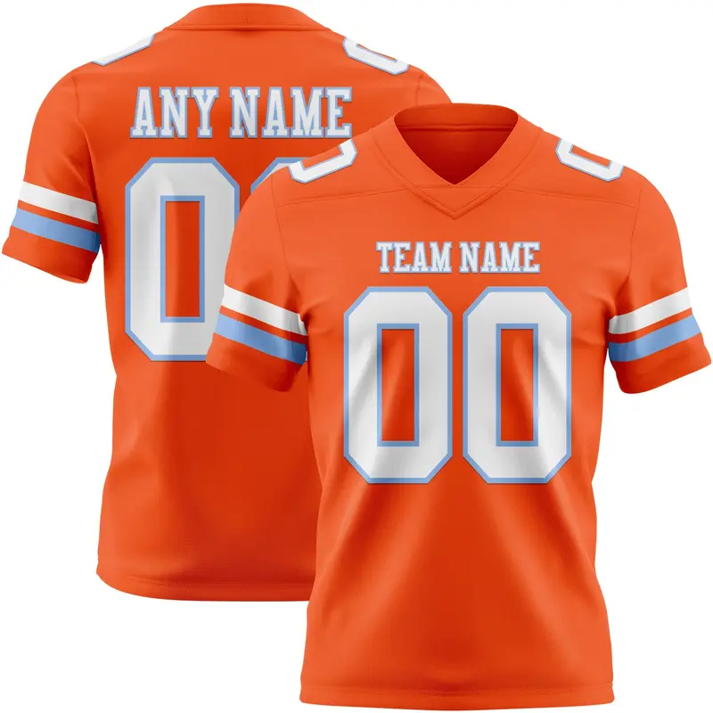 Custom Orange White-Light Blue Mesh Authentic Football Jersey