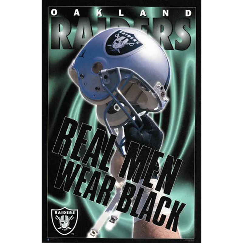 Oakland Raiders "Real Men Wear Black" (Helmet Celebration) Poster - Costacos 1995