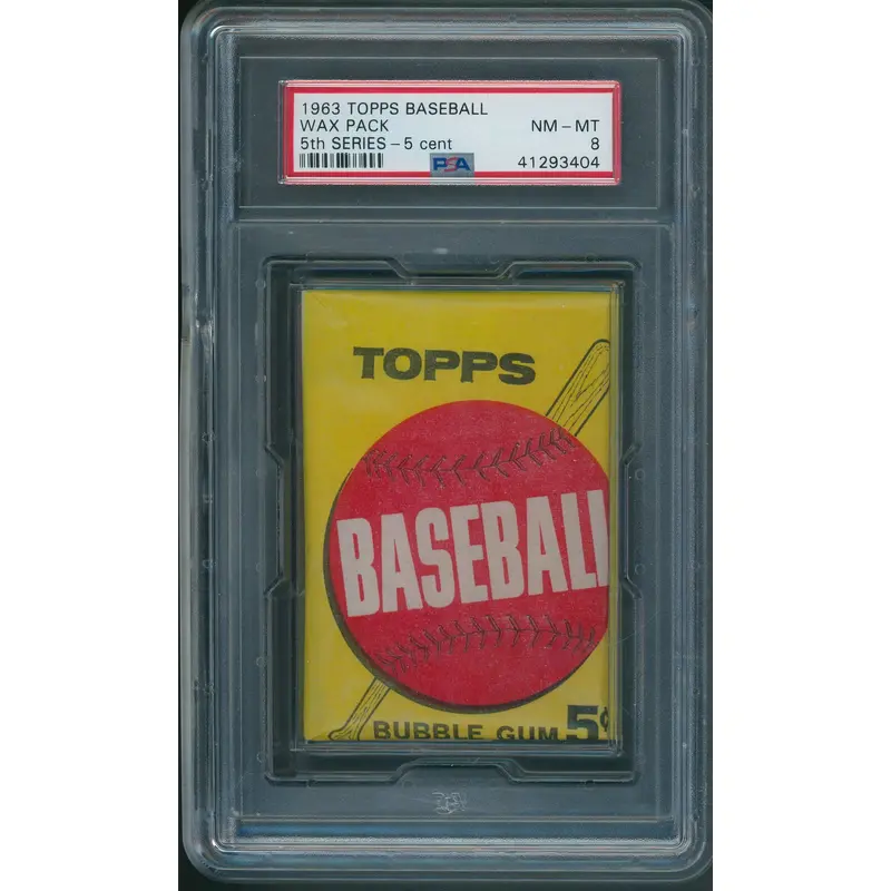 1963 Topps Baseball Unopened 5th Series Wax Pack PSA 8