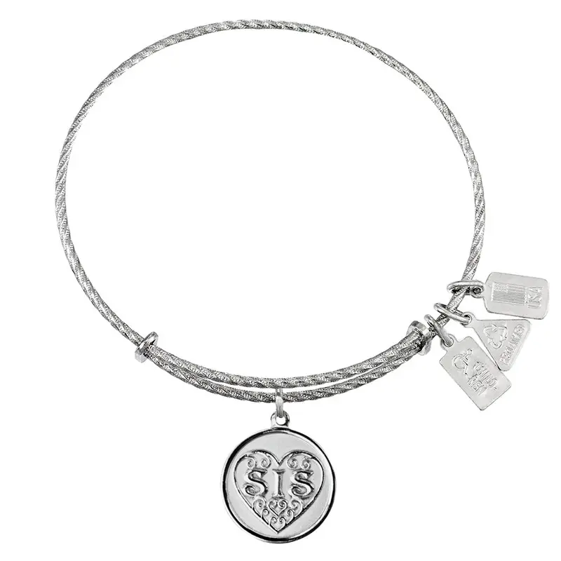 SIS Sterling Silver Charm Bangle