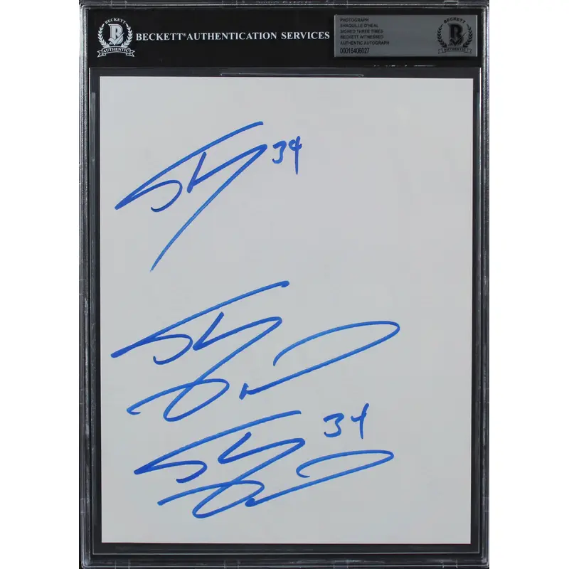 Lakers Shaquille O'Neal Authentic 3x Signed 8x10 Photo Autographed BAS Slabbed 2
