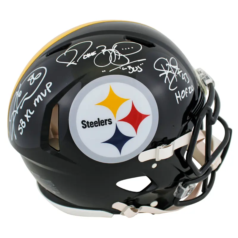 Steelers (3) Bettis, Ward & Polamalu Signed F/S Speed Proline Helmet BAS Wit