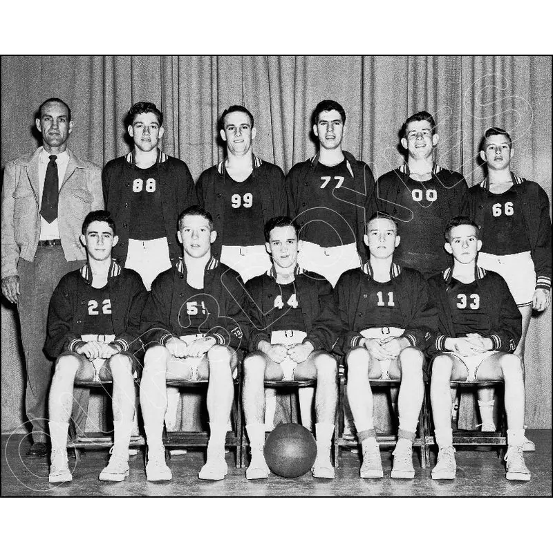 Mickey Mantle 8X10 Photo - High School Basketball Team Yankees - 1355