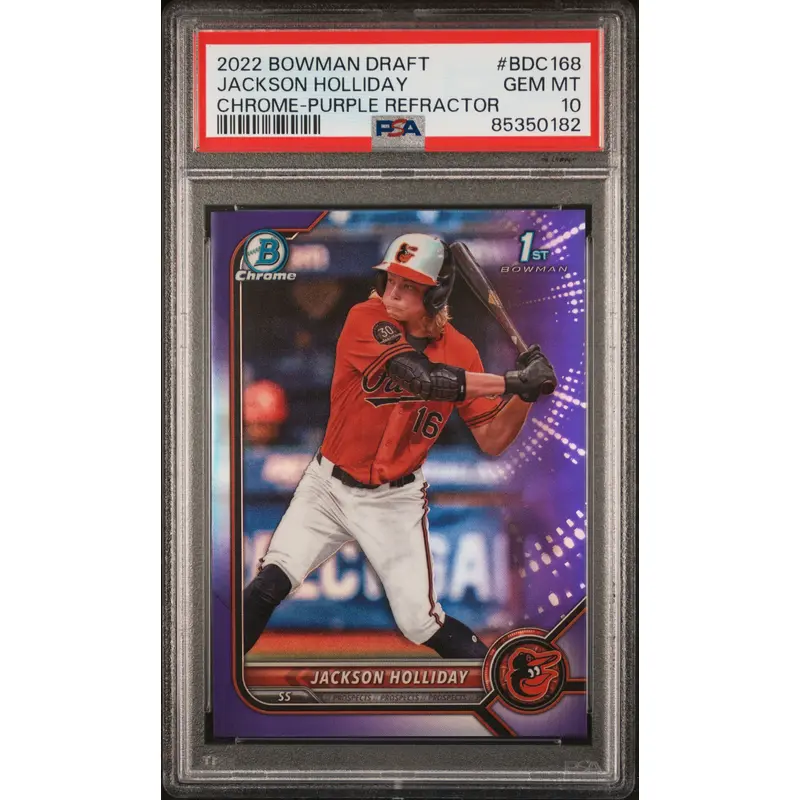 Jackson Holliday 2022 Bowman Chrome Purple Refractor #186/250 PSA 10 Gem Mint