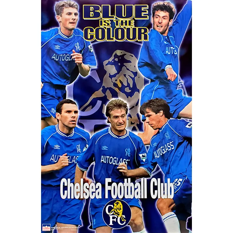 Chelsea FC "Blue is the Colour" EPL Football 5-Player Action Poster - Starline 1999