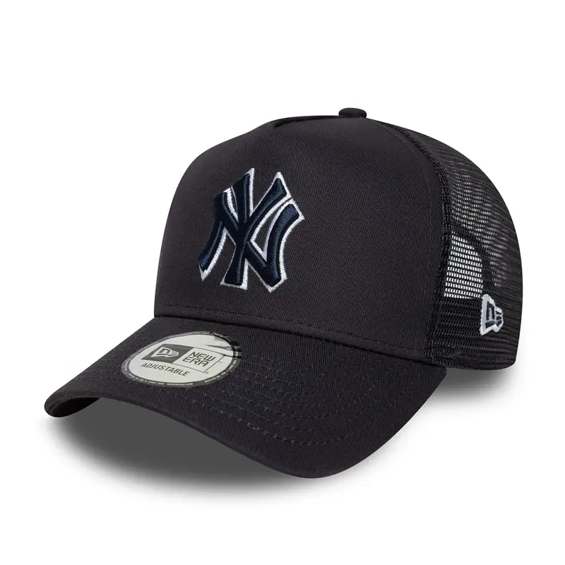 New York Yankees MLB Outline Navy 9FORTY E-Frame Trucker Adjustable Cap