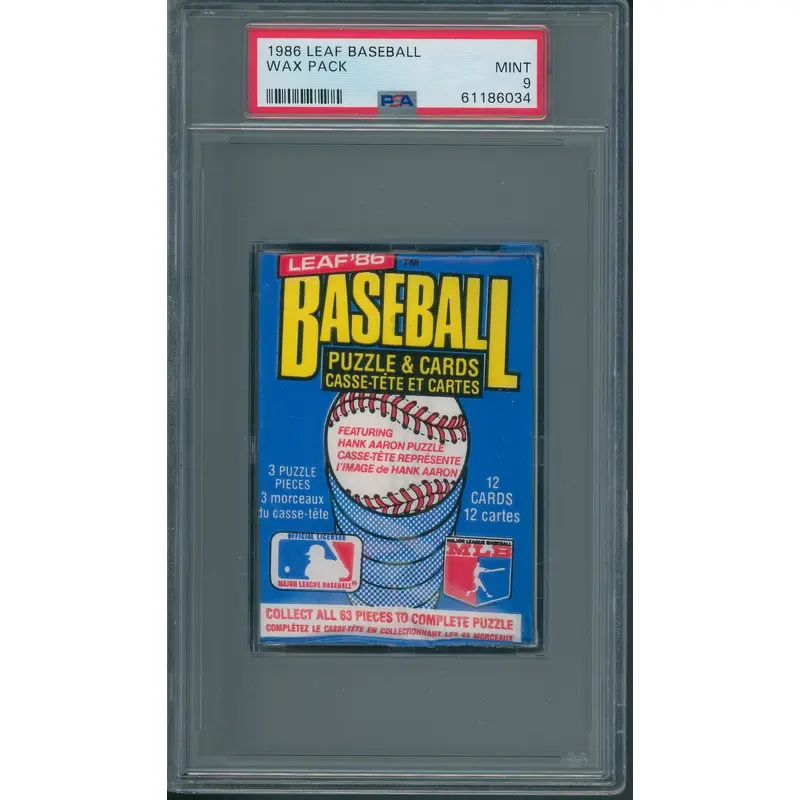 1986 Donruss Leaf Baseball Unopened Wax Pack PSA 9