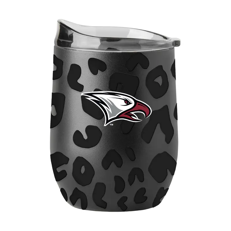 North Carolina Central Leopard 16oz Black Powdercoat Curved Beverage