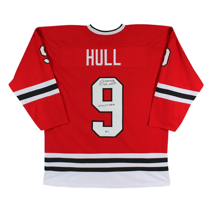 Bobby Hull "HOF 1983" Authentic Signed Red Pro Style Jersey Autographed BAS