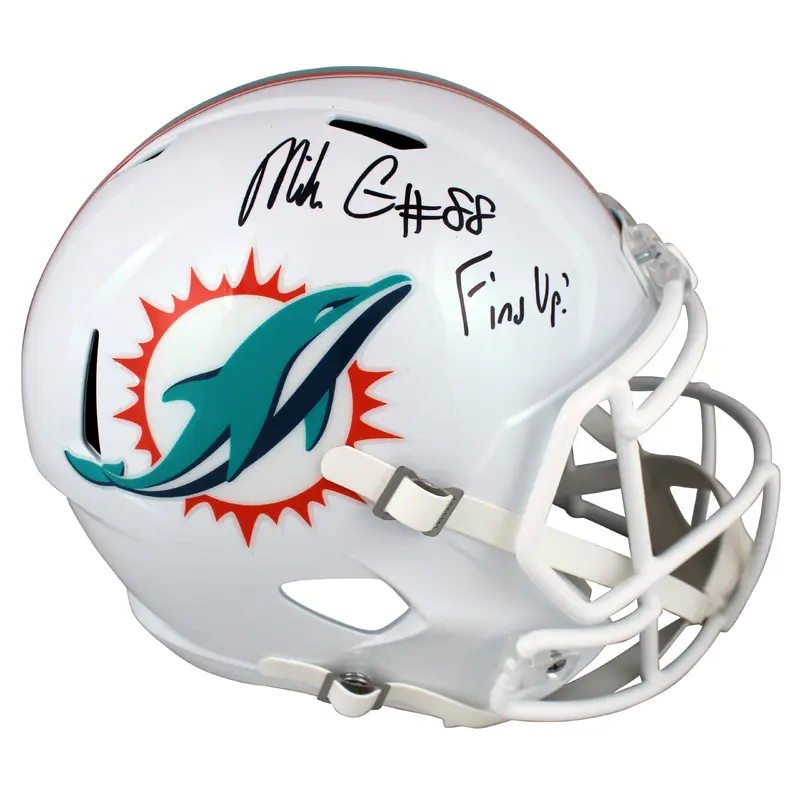 Dolphins Mike Gesicki "Fins Up!" Signed Full Size Speed Rep Helmet BAS Witnessed