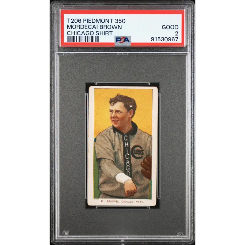 Mordecai Brown Chicago Shirt 1909-11 T206 Piedmont 350 PSA 2 Good