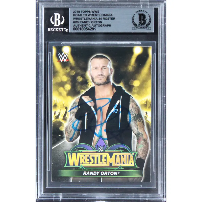 Randy Orton Signed 2018 Topps WWE Road To WrestleMania 34 #R3 Card BAS Slabbed
