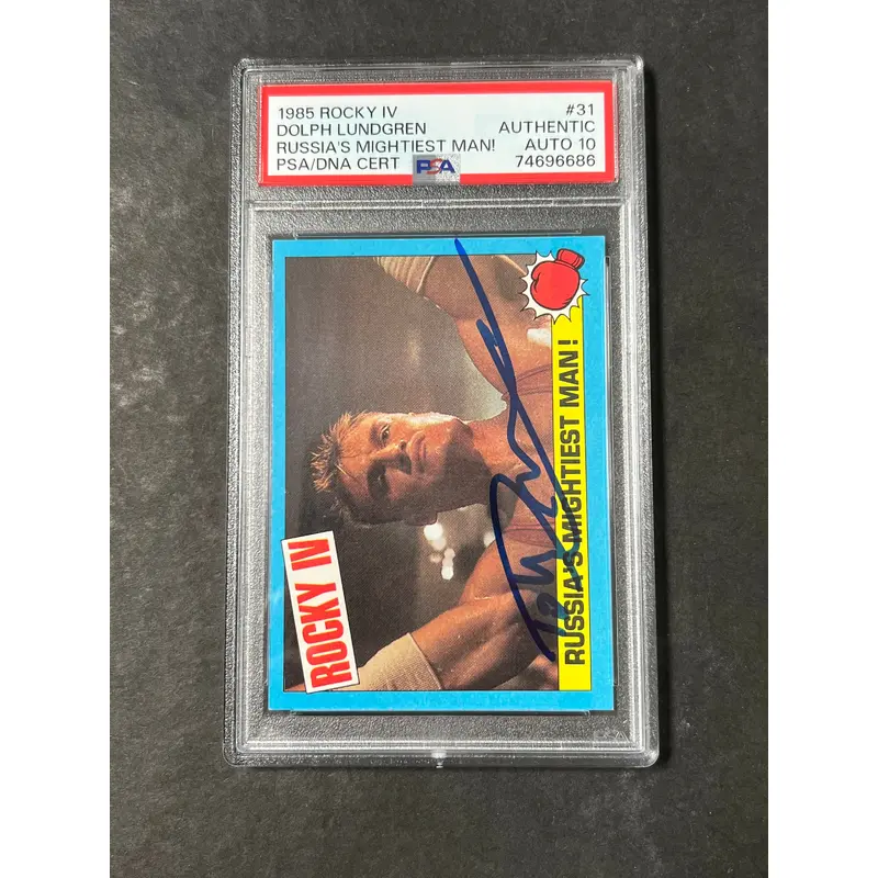 1985 Topps Rocky IV #31 Signed Card Dolph Lundgren PSA Auto 10 Ivan Drago