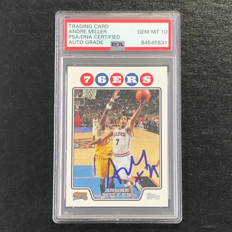 2008-09 Topps Basketball #58 Andre Miller Signed AUTO 10 PSA Slabbed 76ers