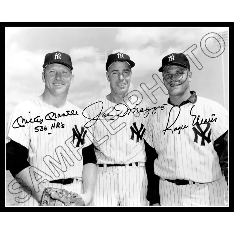 Mickey Mantle Joe Dimaggio 8X10 Photo - Autographed Roger Maris 1962 Yankees - 1897